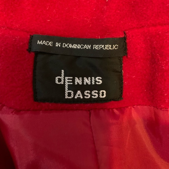 Dennis Basso Red Wool Cashmere Blend Coat Faux Fur Hood with Scarf Size Medium - Picture 10 of 12